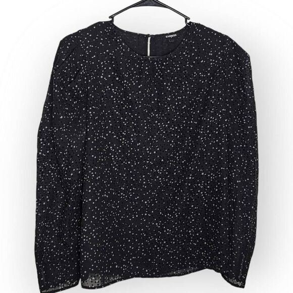 Express Women's Polka Dot Print Puff Sleeve Blouse size Medium - Picture 1 of 7